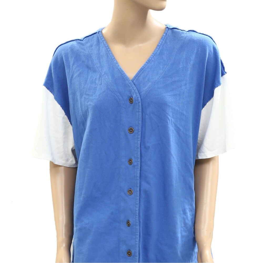 Free People We The Free Homerun Tee Shirt Top Buttondown Cotton M 284206 - Picture 6 of 8